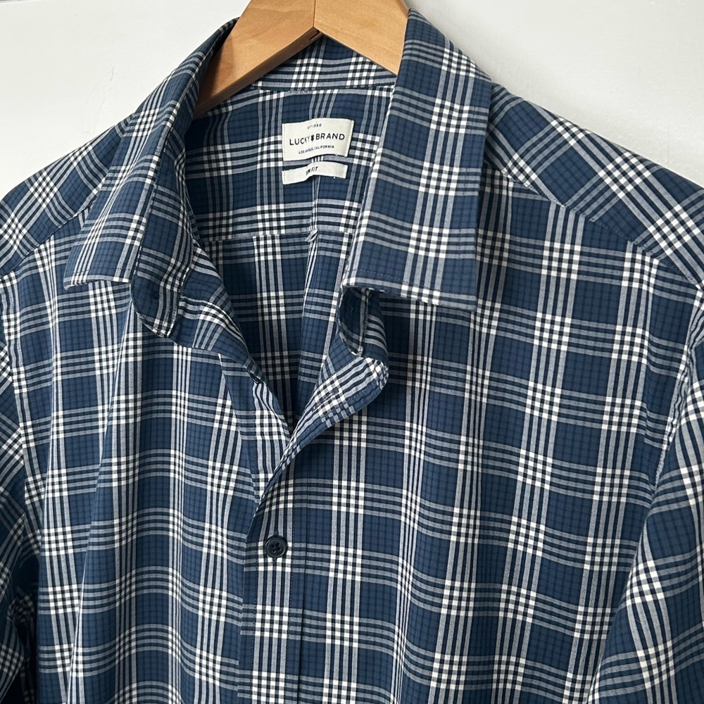 Lucky Brand Men’s XXL Slim Fit Long Sleeve 100% Cotton Button Down Plaid Shirt